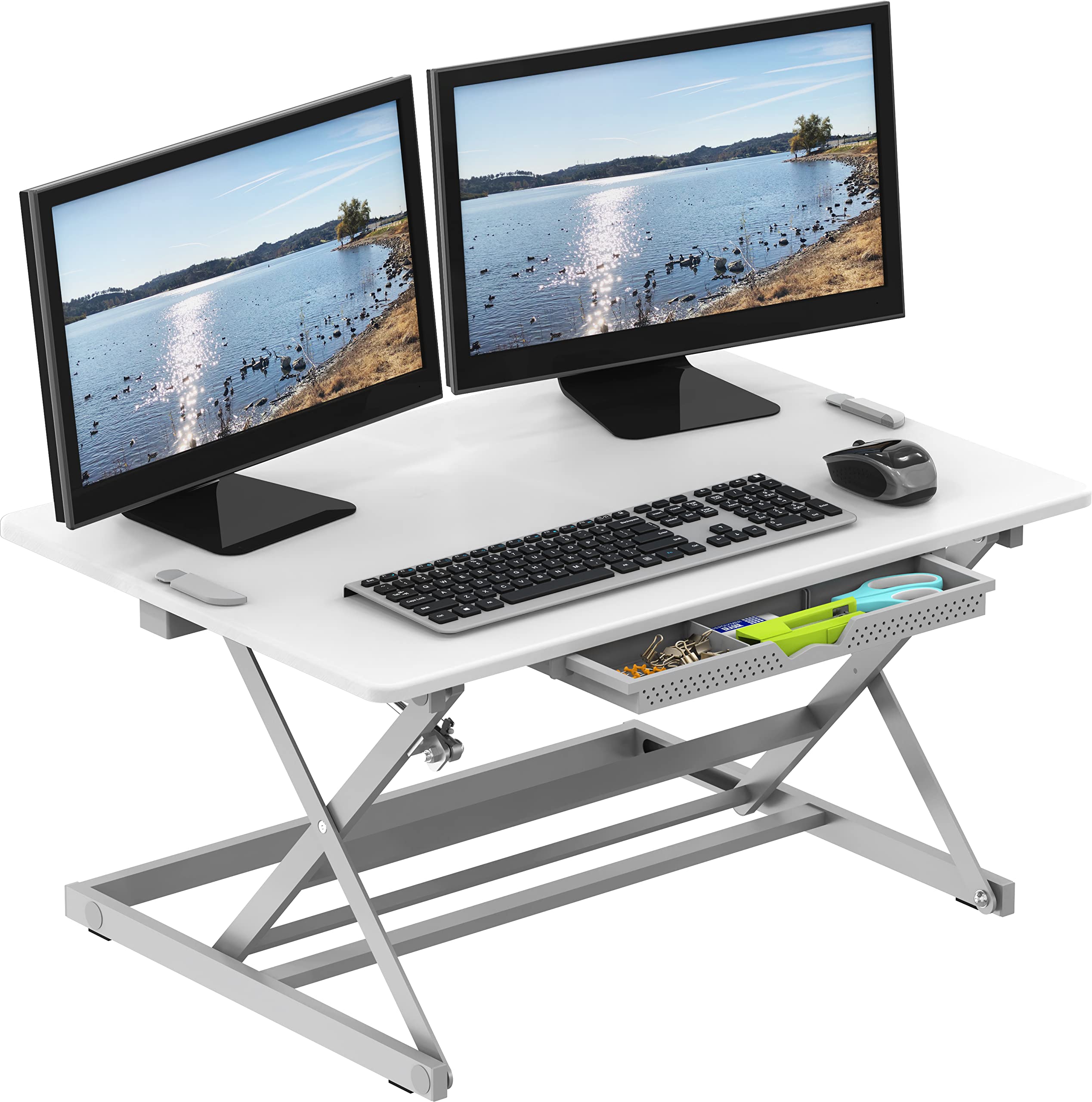SHW 32-Inch Height Adjustable Standing Desk Converter