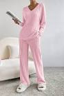 Soft Pink Ribbed Knit Set