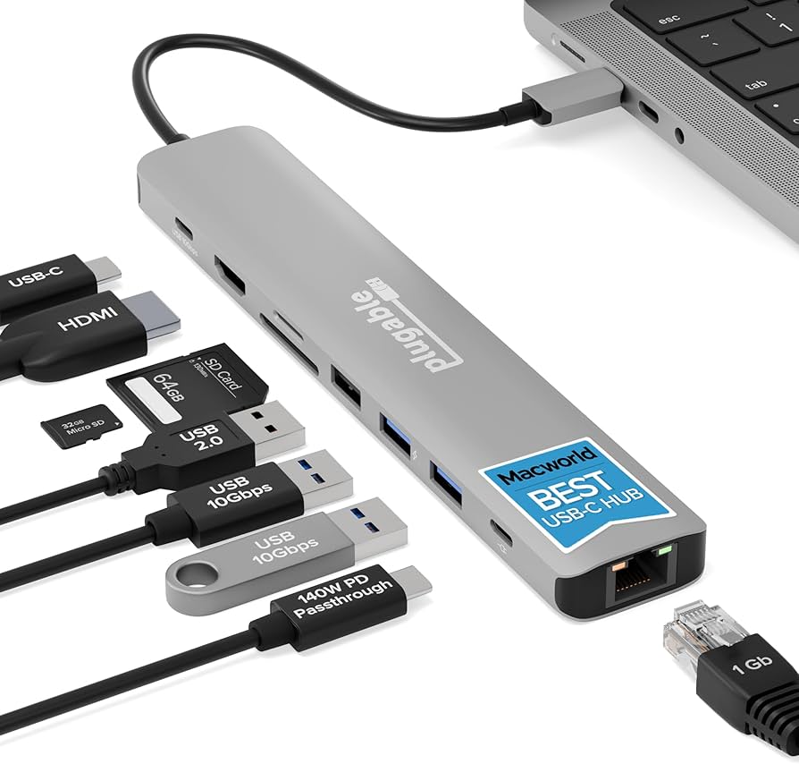 Plugable 9-in-1 USB-C Hub Multiport Adapter