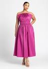 Pleated Ruffle Neckline Midi Dress by ELOQUII