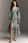 By Anthropologie Floral Button-Front Midi Dress