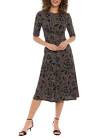 London Times Floral Short Sleeve Inset Waist Midi Dress