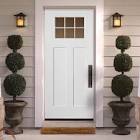 Masonite 36 in. x 80 in. Craftsman 6 Lite Left Hand Inswing Primed White Smooth Fiberglass Prehung Front Door with Brickmold