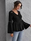 Lace Inset Peplum Top